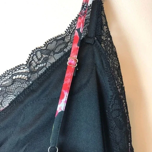 Boutique | Black & Pink Floral Lace Slip Dress - Picture 4 of 7